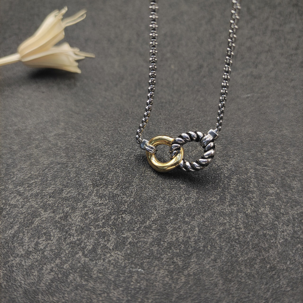 David Yurman Two-Color Horsebit Necklace - Picture 4 of 9